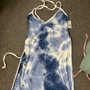 Blue tie-dye mini dress